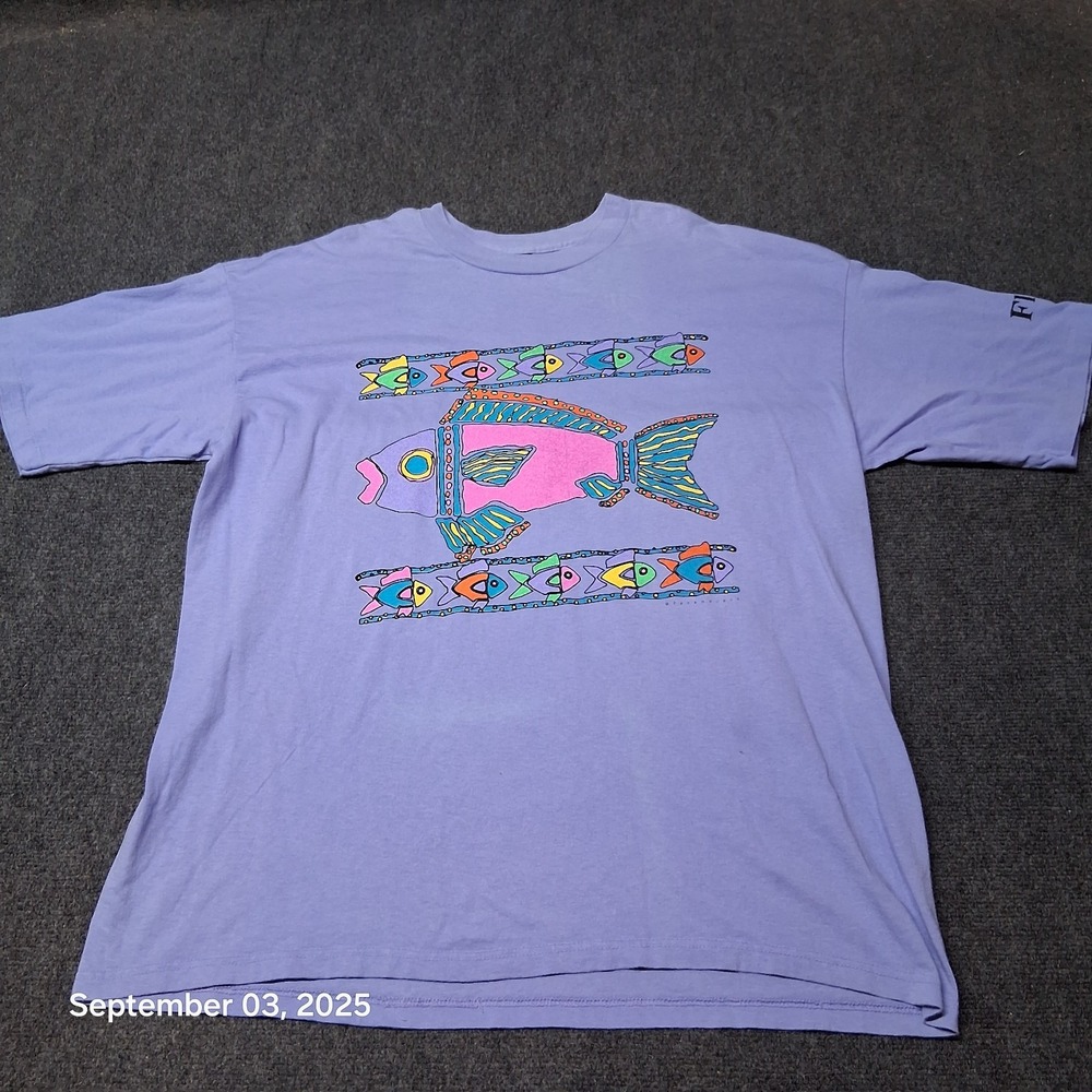 Vintage‎ Panama Jack Florida Fish T Shirt Size XL Blue Beach Surf